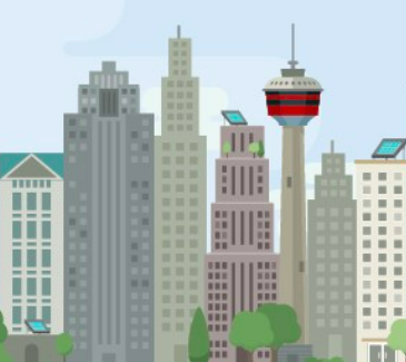 a graphic of the Calgary city scape